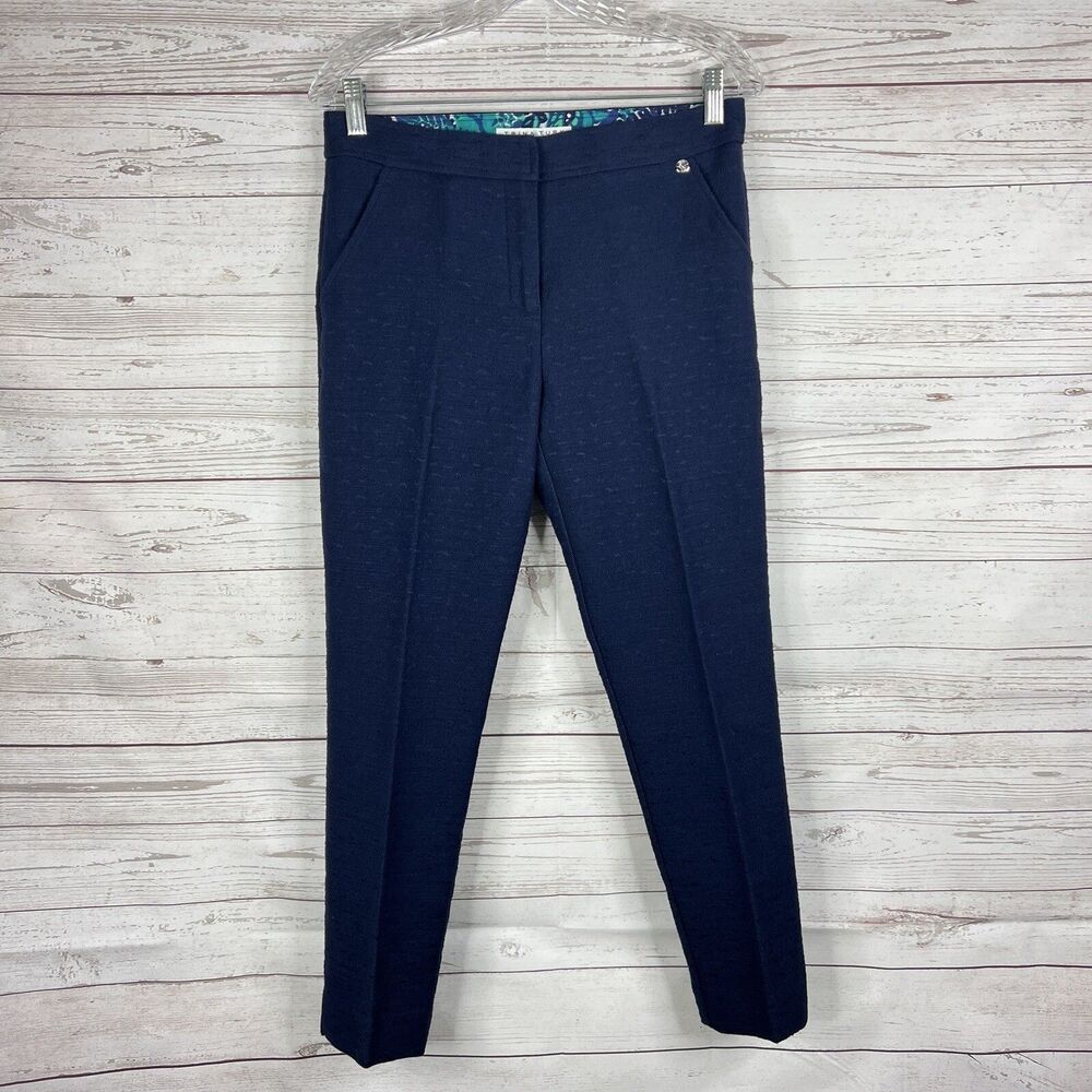 Trina Turk Womens Moss 2 Pant Size 4 Blue Textured